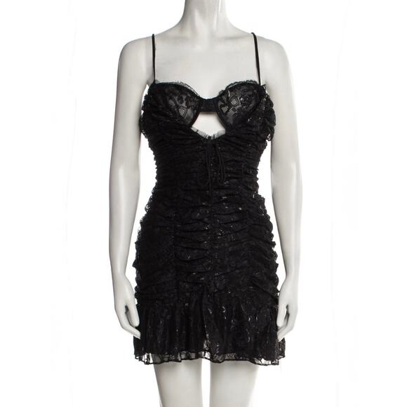 For Love & Lemons NWT Black Bette Lace Mini Dress size Large - Picture 4 of 15